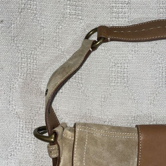 Vintage Y2K Coach Hobo Soho Buckle Flap Shoulder Bag Tan Brown Suede Leather - Picture 5 of 13